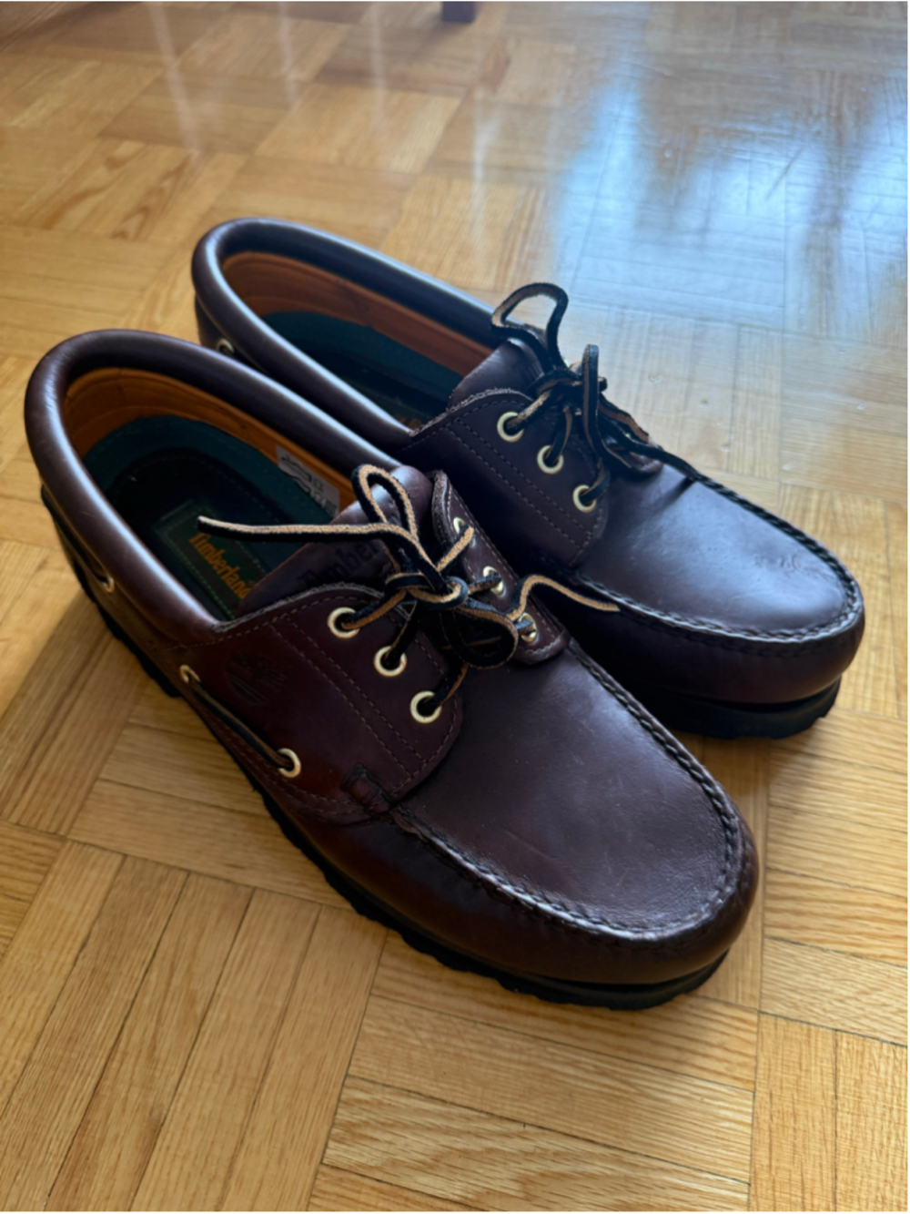 Timberland 3-Eye Lug Boat Shoe Brown Leather Loafer Men's Size 10